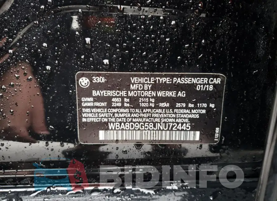 WBA8D9G58JNU72445 Photo# 12