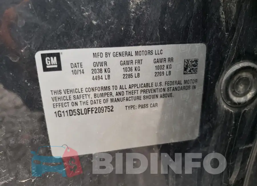 1G11D5SL0FF209752 Photo# 13
