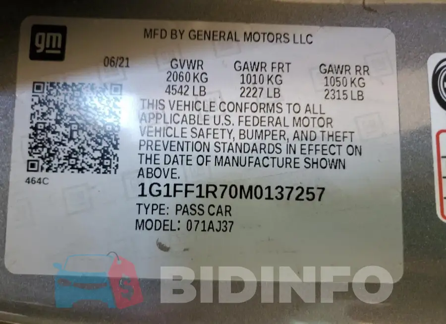 1G1FF1R70M0137257 Photo# 12