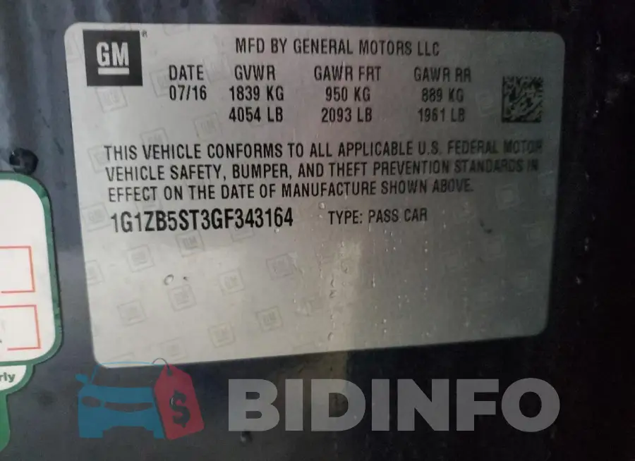 1G1ZB5ST3GF343164 Photo# 12