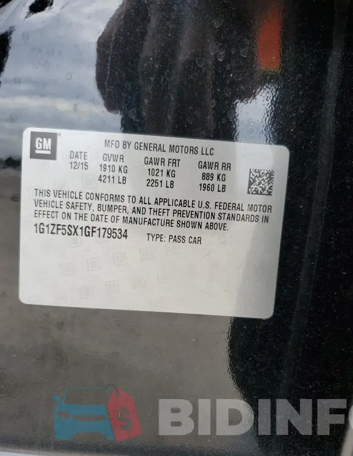 1G1ZF5SX1GF179534 Photo# 13
