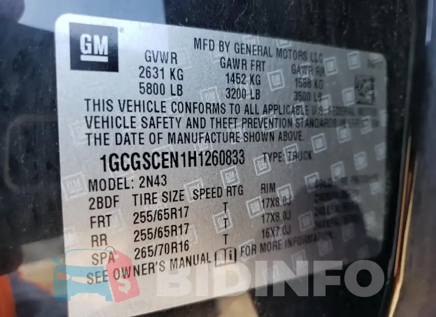1GCGSCEN1H1260833 Photo# 12