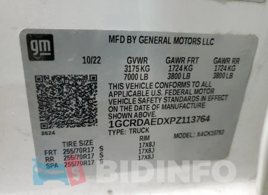 1GCRDAEDXPZ113764 Photo# 12