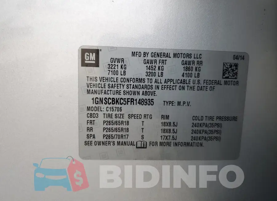 1GNSCBKC5FR148935 Photo# 13