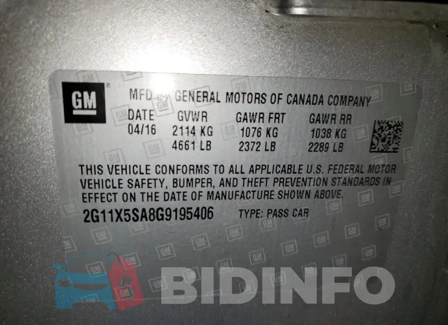 2G11X5SA8G9195406 Photo# 12