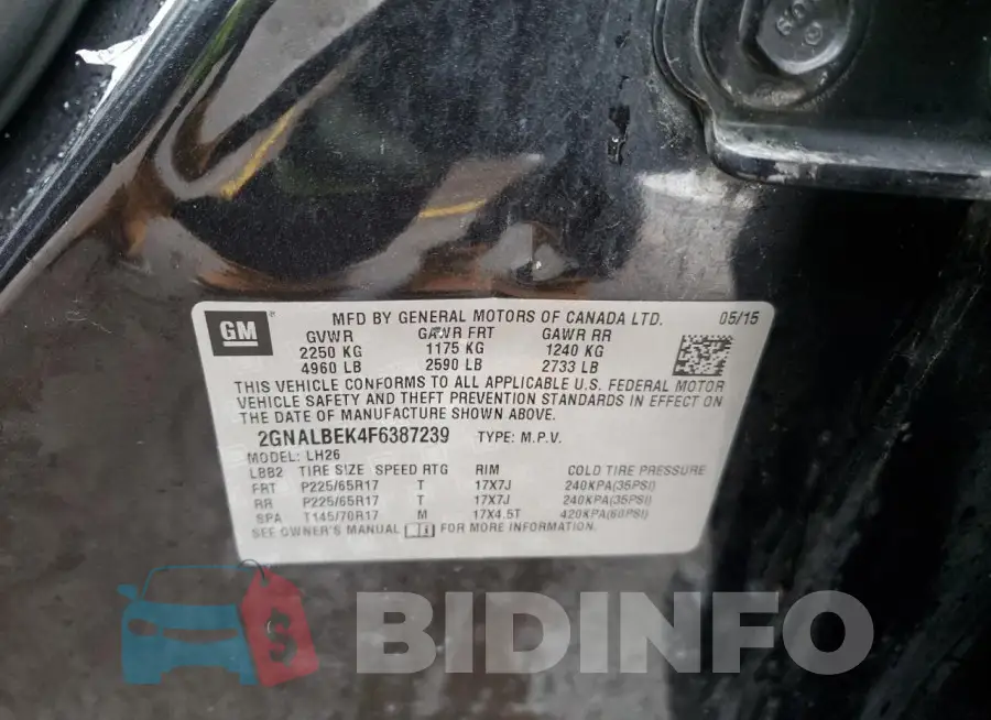 2GNALBEK4F6387239 Photo# 13