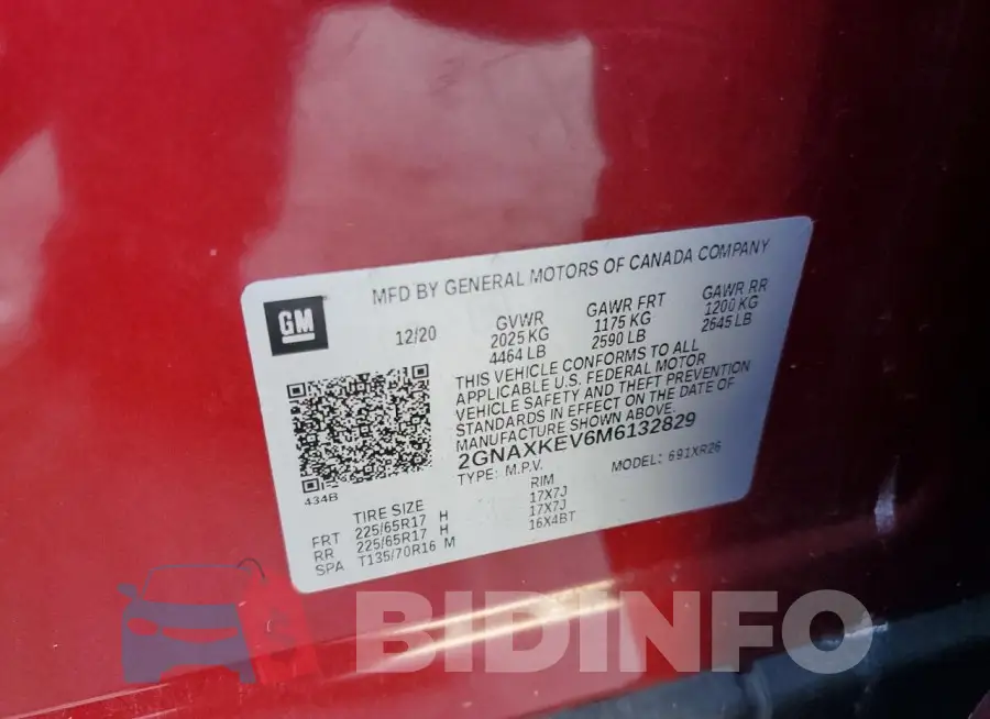 2GNAXKEV6M6132829 Photo# 12