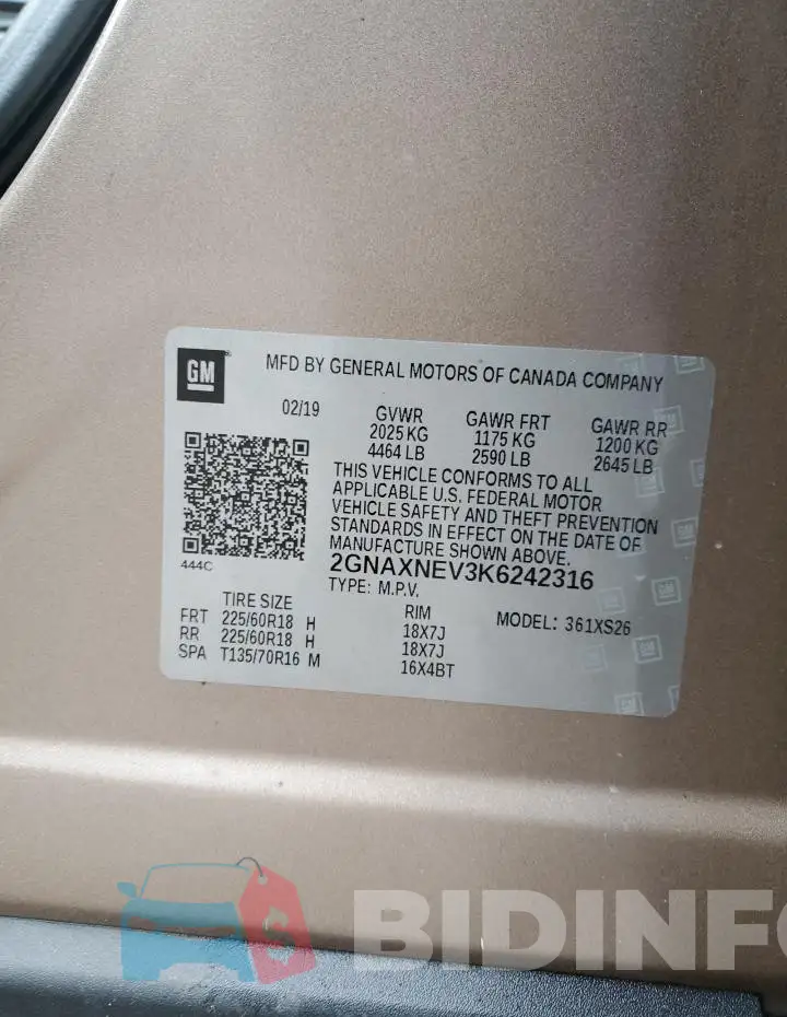 2GNAXNEV3K6242316 Photo# 12