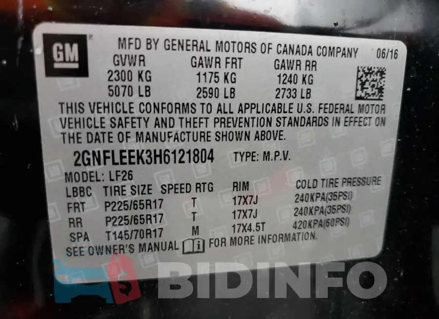 2GNFLEEK3H6121804 Photo# 13