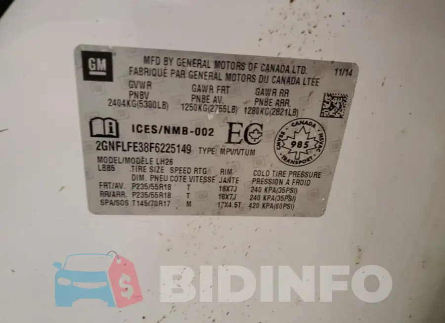 2GNFLFE38F6225149 Photo# 13