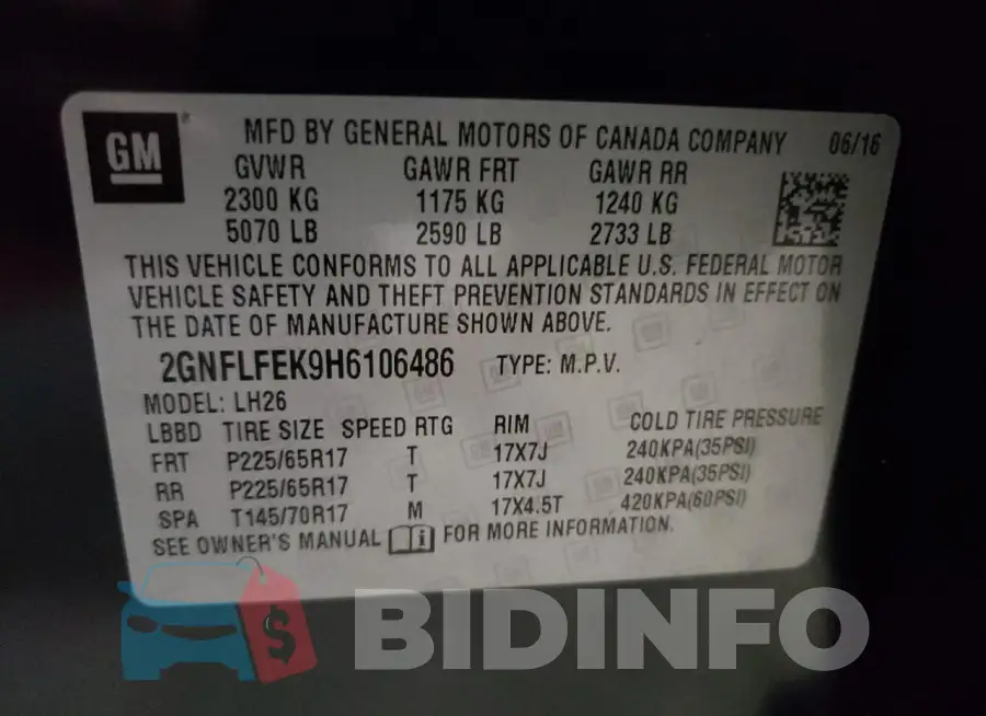 2GNFLFEK9H6106486 Photo# 12