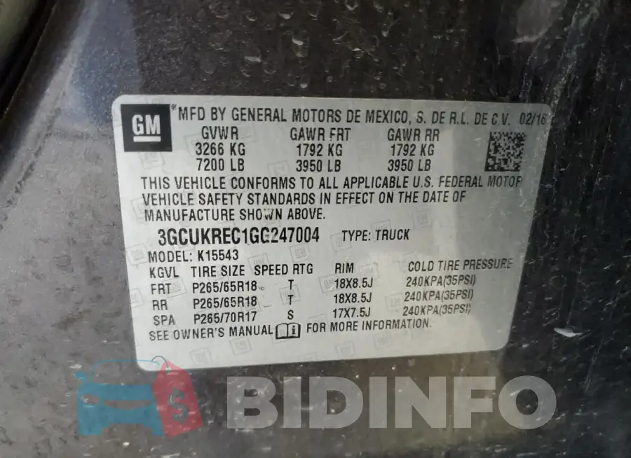 3GCUKREC1GG247004 Photo# 12