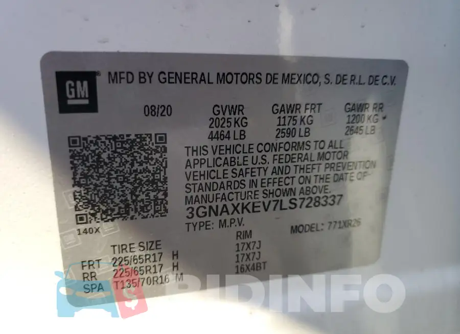 3GNAXKEV7LS728337 Photo# 13