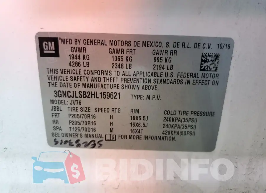 3GNCJLSB2HL159621 Photo# 12