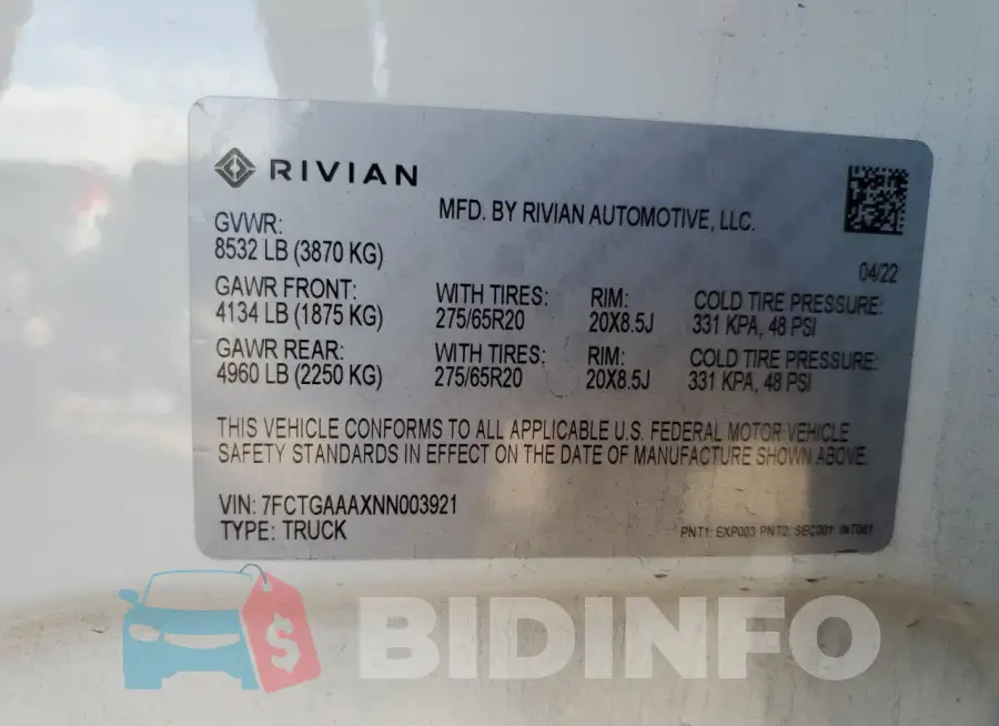 7FCTGAAAXNN003921 Photo# 12