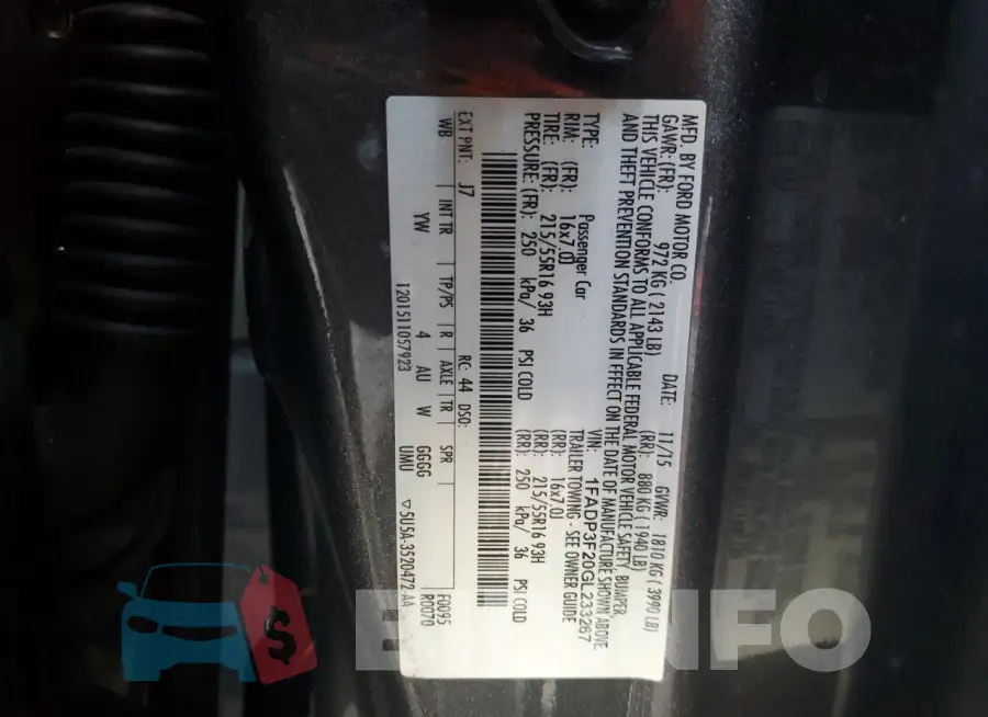 1FADP3F20GL233267 Photo# 12