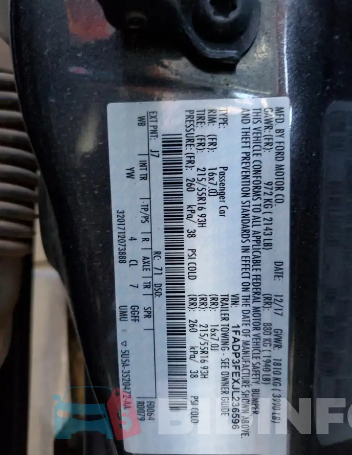 1FADP3FEXJL236596 Photo# 13