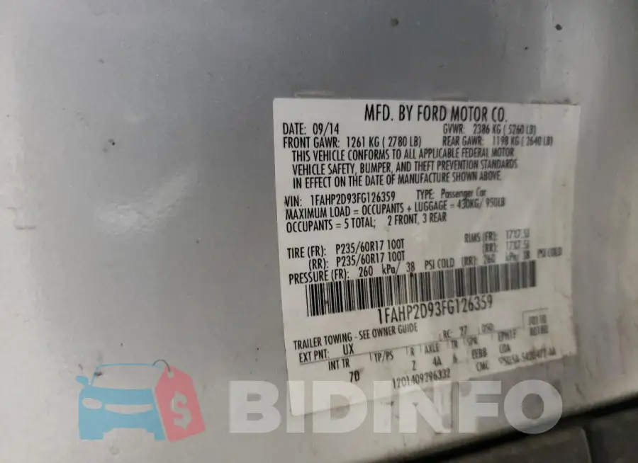 1FAHP2D93FG126359 Photo# 12