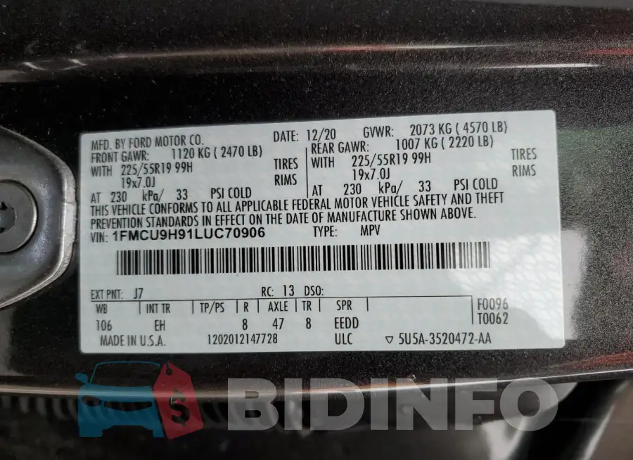 1FMCU9H91LUC70906 Photo# 13