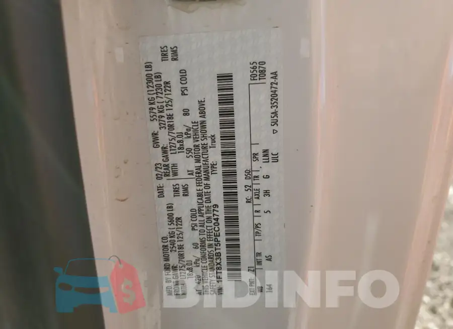 1FT8X3BT5PEC04779 Photo# 12