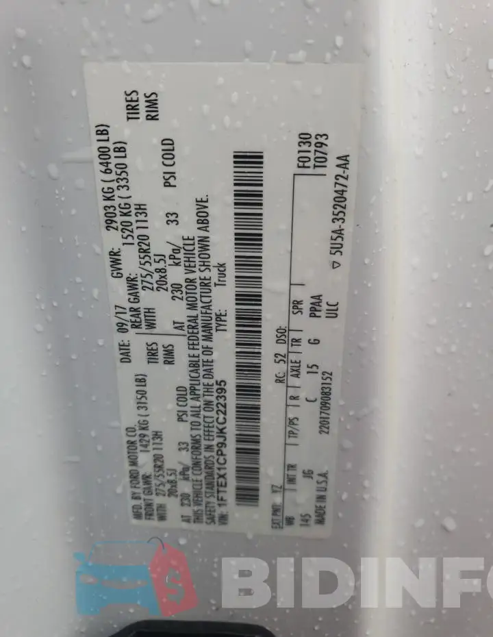 1FTEX1CP9JKC22395 Photo# 12