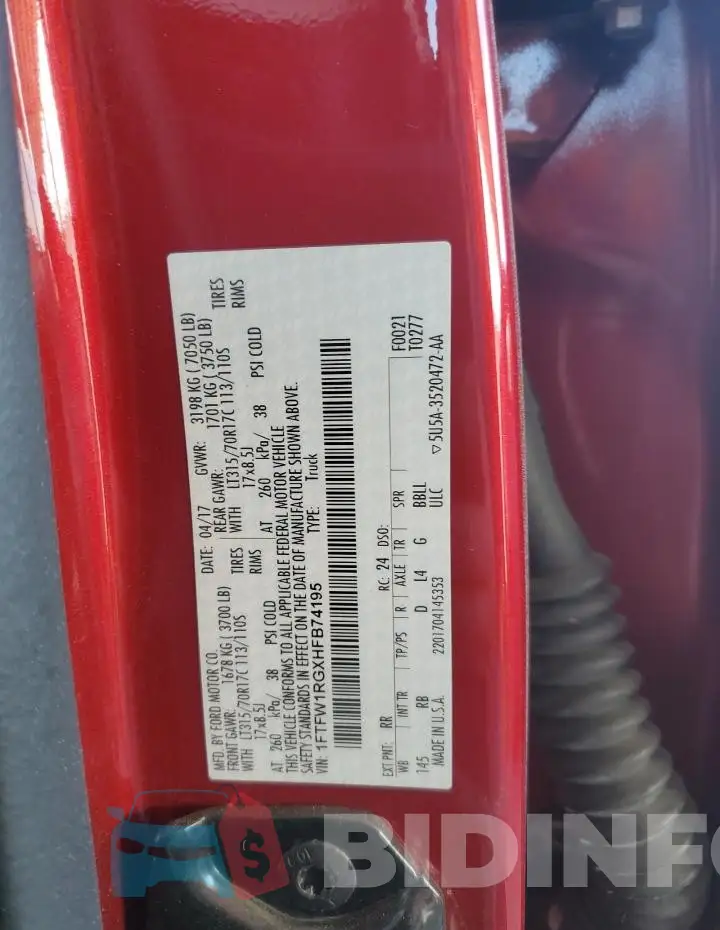 1FTFW1RGXHFB74195 Photo# 12