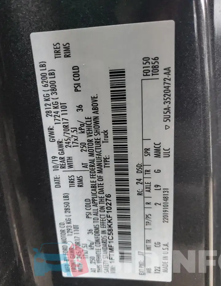 1FTMF1C58KKF10276 Photo# 12
