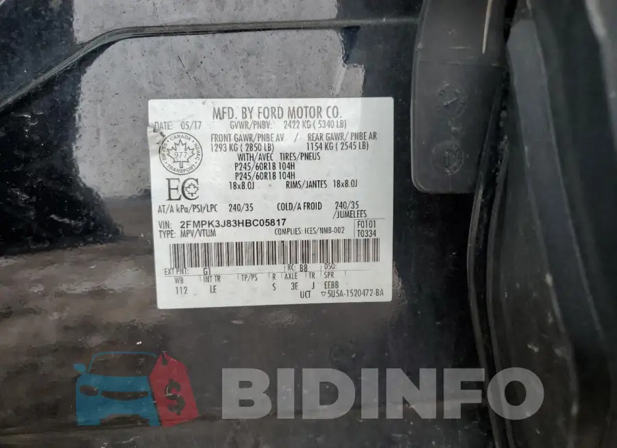 2FMPK3J83HBC05817 Photo# 13