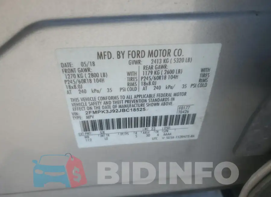 2FMPK3J92JBC18525 Photo# 13