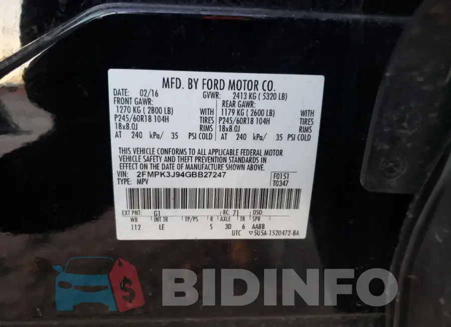 2FMPK3J94GBB27247 Photo# 12