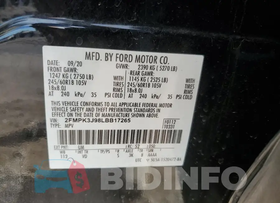 2FMPK3J98LBB17265 Photo# 12