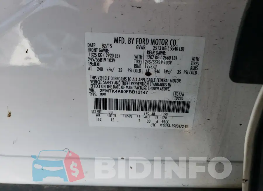 2FMTK4K90FBB12147 Photo# 14