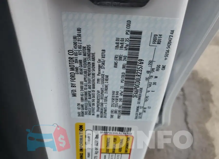 3FA6P0CD0LR235769 Photo# 12