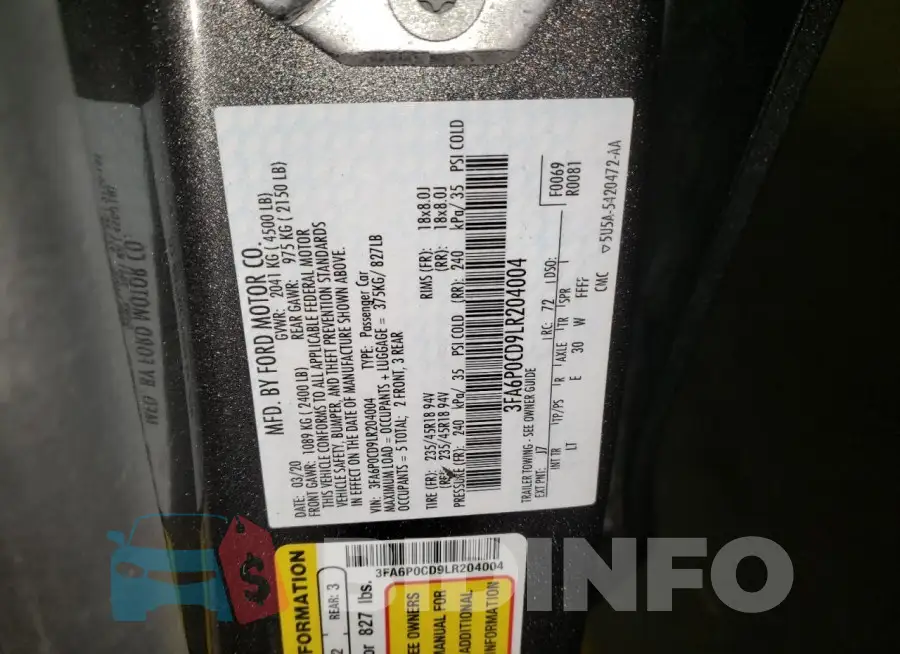 3FA6P0CD9LR204004 Photo# 12