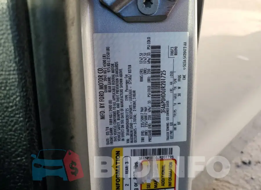 3FA6P0HD0JR201725 Photo# 12