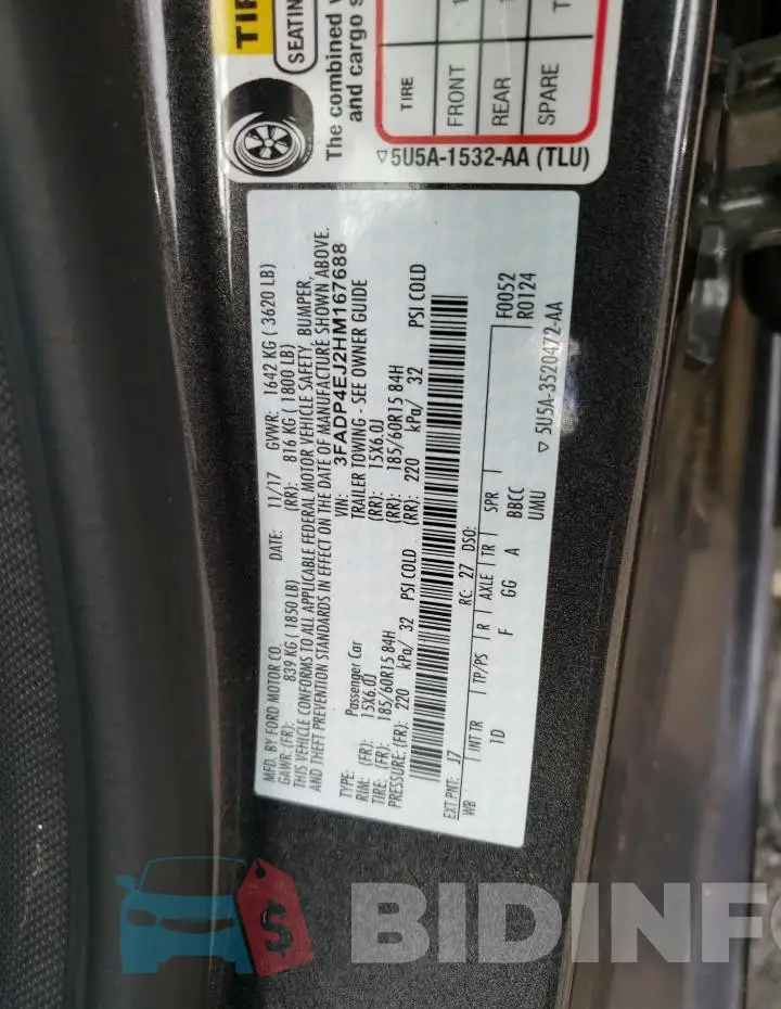 3FADP4EJ2HM167688 Photo# 12