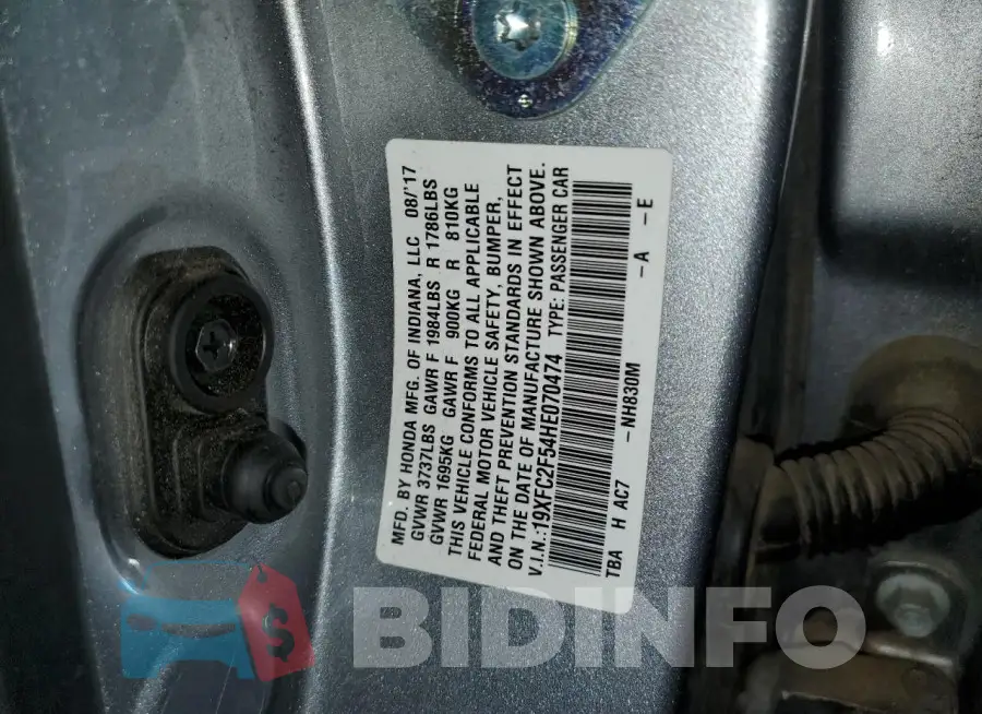 19XFC2F54HE070474 Photo# 12
