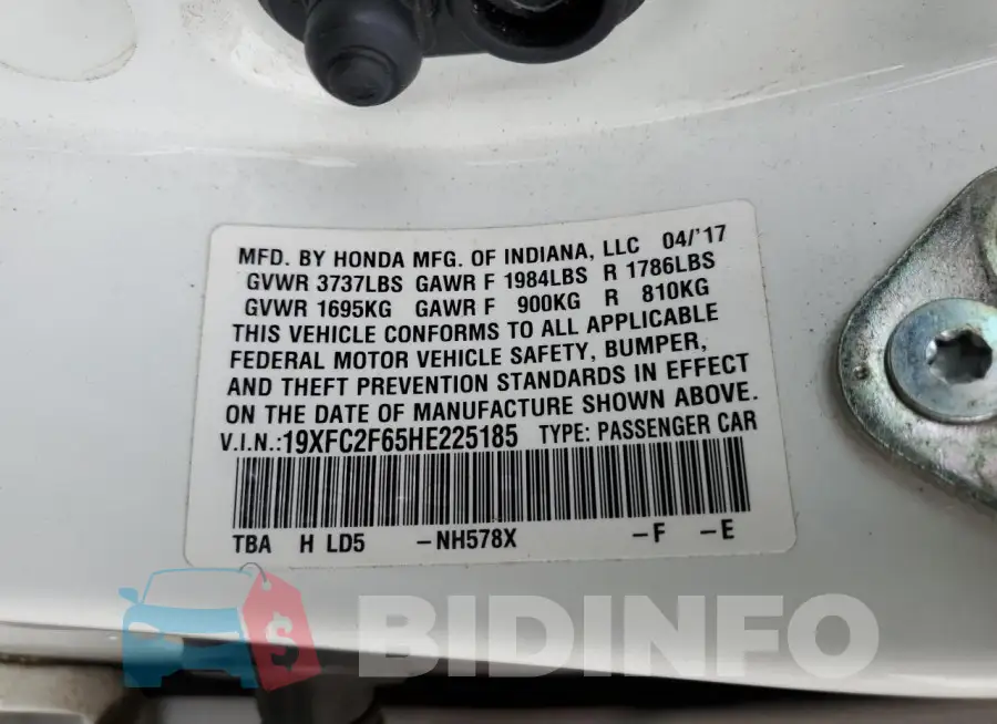 19XFC2F65HE225185 Photo# 13