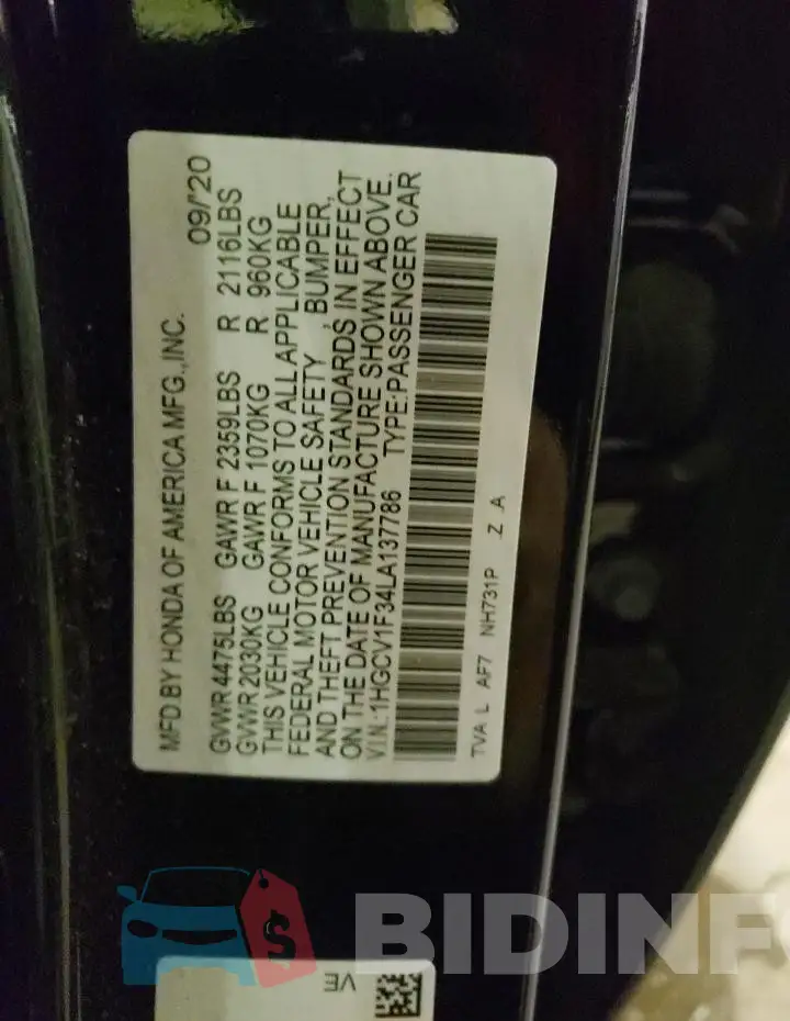1HGCV1F34LA137786 Photo# 12