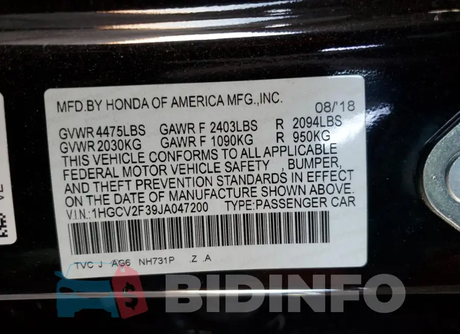 1HGCV2F39JA047200 Photo# 12