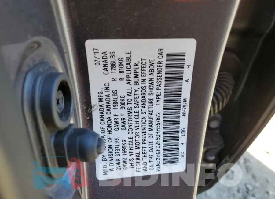 2HGFC2F50HH557872 Photo# 12