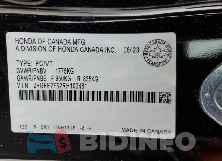 2HGFE2F52RH100461 Photo# 12
