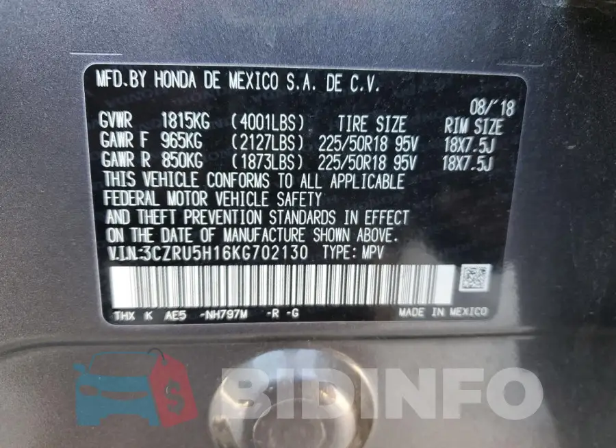 3CZRU5H16KG702130 Photo# 13