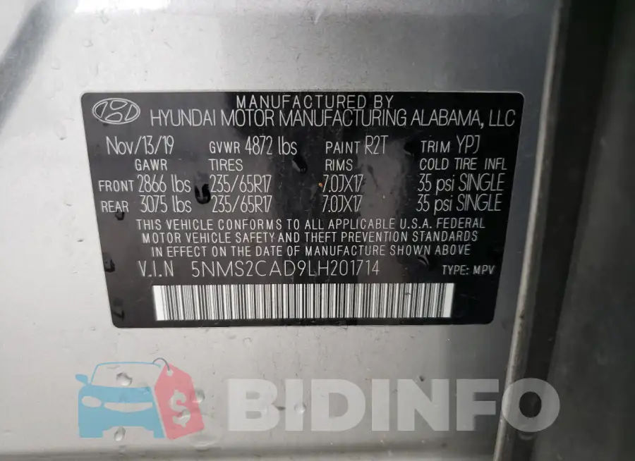 5NMS2CAD9LH201714 Photo# 13
