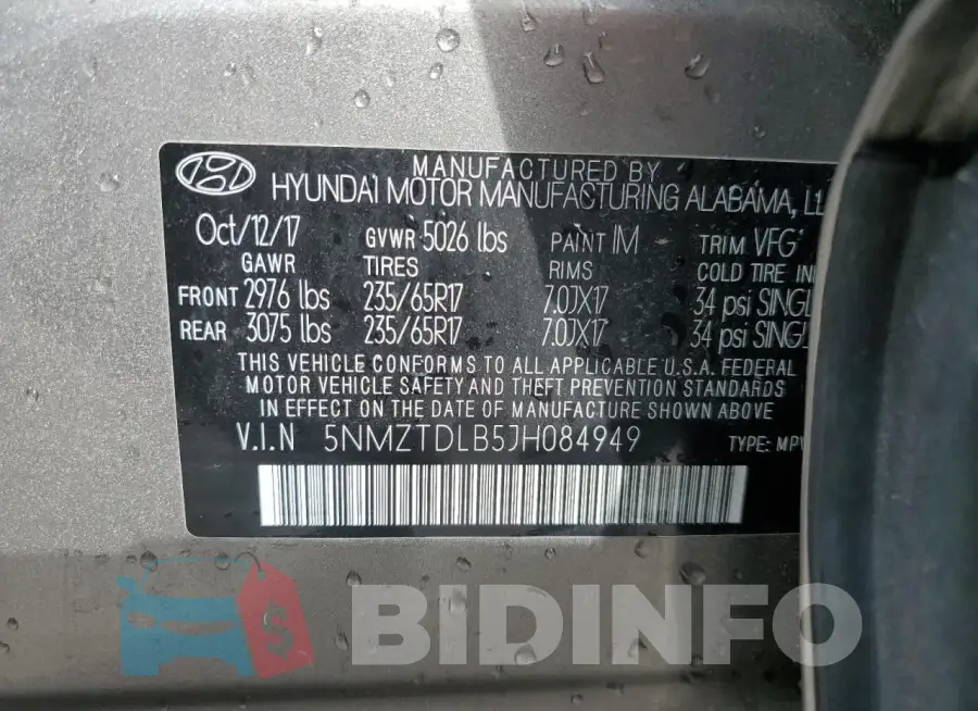 5NMZTDLB5JH084949 Photo# 13