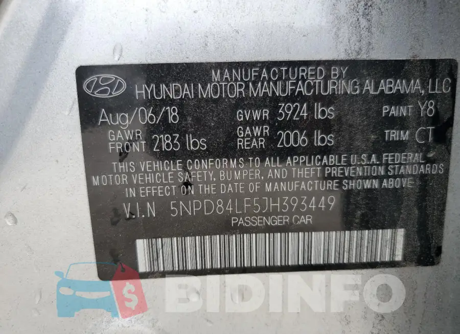 5NPD84LF5JH393449 Photo# 13