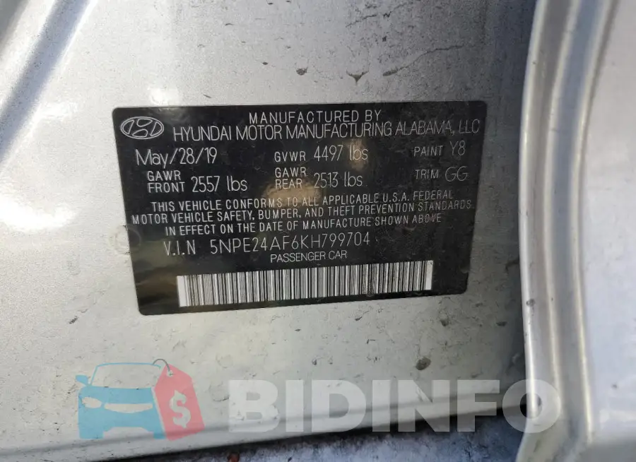 5NPE24AF6KH799704 Photo# 12