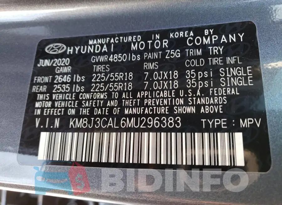 KM8J3CAL6MU296383 Photo# 14