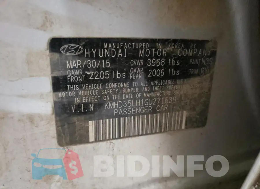KMHD35LH1GU271638 Photo# 12