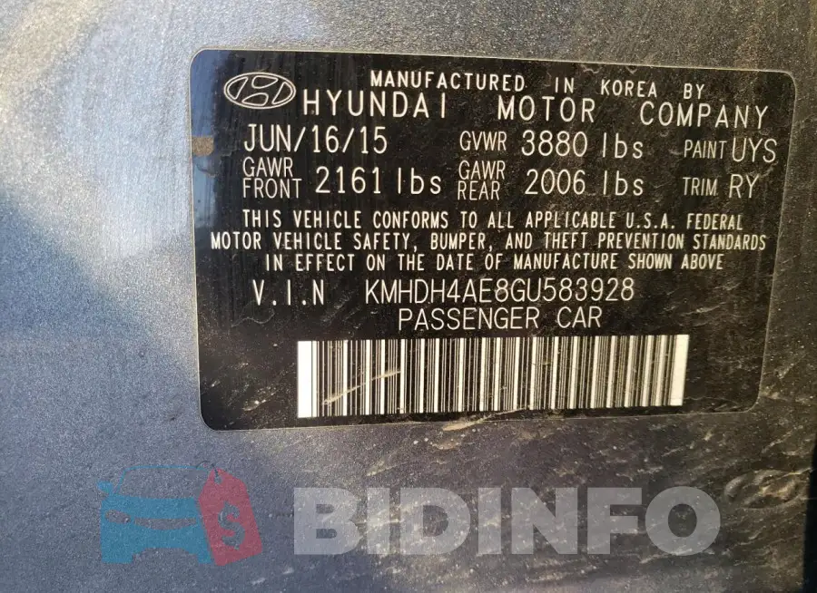 KMHDH4AE8GU583928 Photo# 12